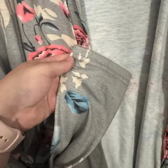 Unbranded Gray Open Front Cardigan Women's Size XL Floral Lightweight Cover Up - Picture 3 of 6